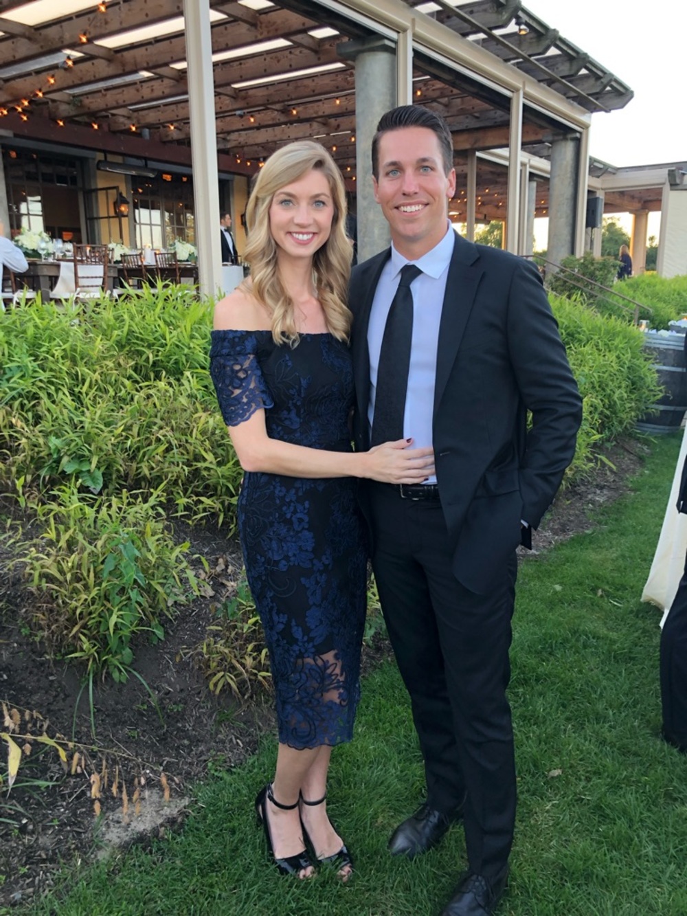 Off-Shoulder Navy Lace Midi Dress Aqua Dresses